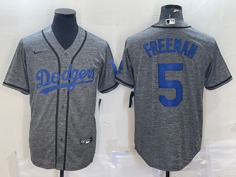 Men Los Angeles Dodgers 5 Freeman Grey hemp ash 2022 Nike MLB Jerseys